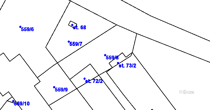 Parcela st. 559/8 v KÚ Tuchotice, Katastrální mapa