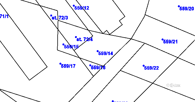 Parcela st. 559/14 v KÚ Tuchotice, Katastrální mapa