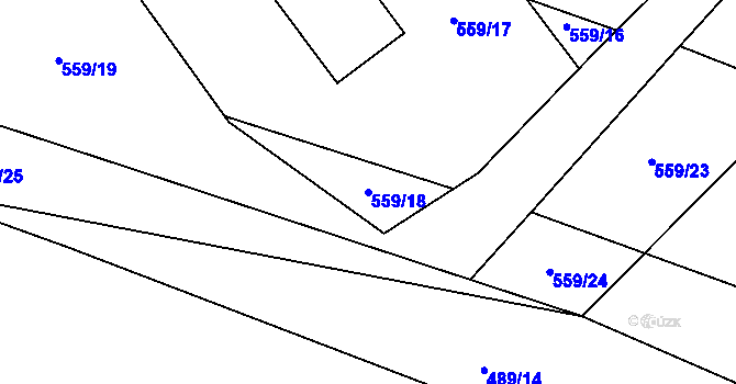 Parcela st. 559/18 v KÚ Tuchotice, Katastrální mapa