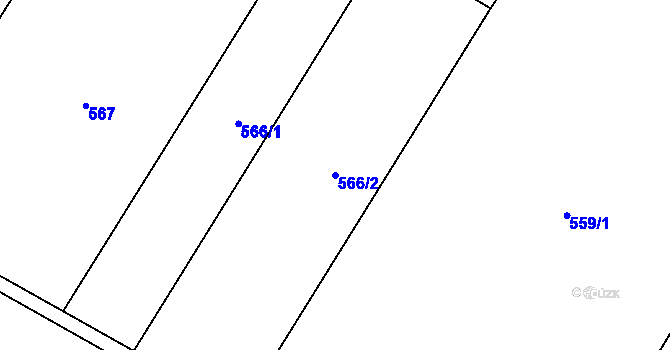 Parcela st. 566/2 v KÚ Tuchotice, Katastrální mapa