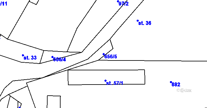 Parcela st. 656/5 v KÚ Tuchotice, Katastrální mapa