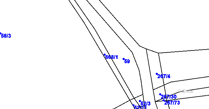 Parcela st. 668/1 v KÚ Tuchotice, Katastrální mapa
