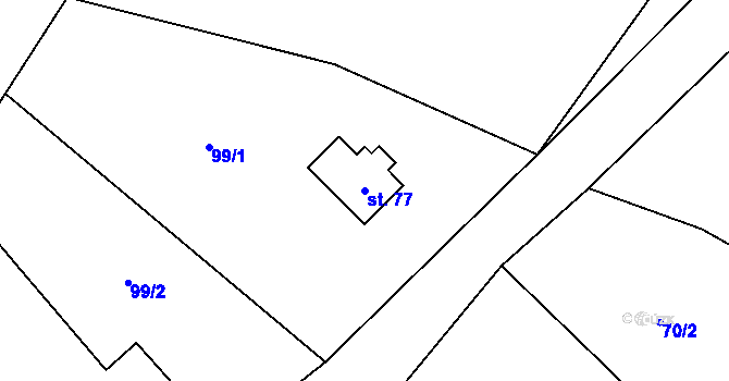 Parcela st. 77 v KÚ Tuchotice, Katastrální mapa