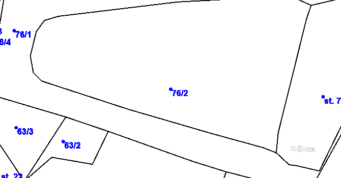 Parcela st. 76/2 v KÚ Tuchotice, Katastrální mapa