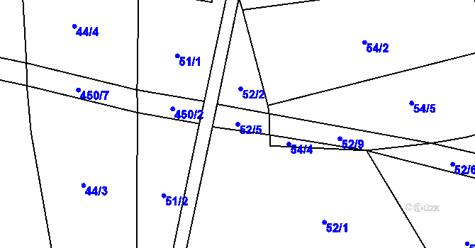 Parcela st. 52/5 v KÚ Tuchotice, Katastrální mapa