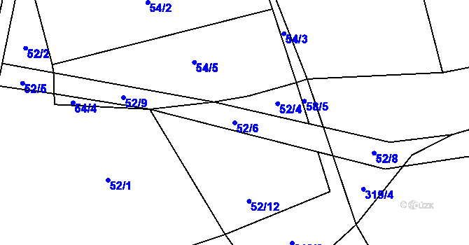 Parcela st. 52/6 v KÚ Tuchotice, Katastrální mapa