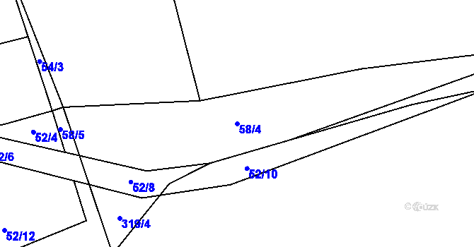Parcela st. 58/4 v KÚ Tuchotice, Katastrální mapa