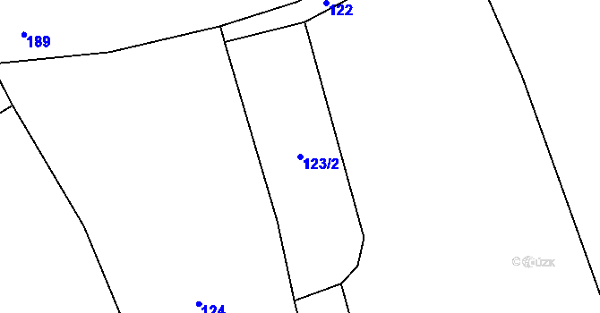 Parcela st. 123/2 v KÚ Tuchotice, Katastrální mapa
