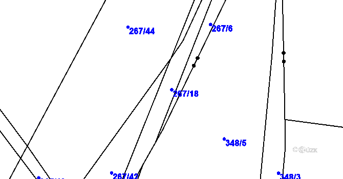 Parcela st. 267/18 v KÚ Tuchotice, Katastrální mapa