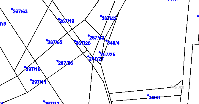 Parcela st. 267/25 v KÚ Tuchotice, Katastrální mapa
