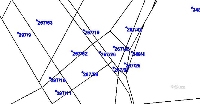 Parcela st. 267/26 v KÚ Tuchotice, Katastrální mapa