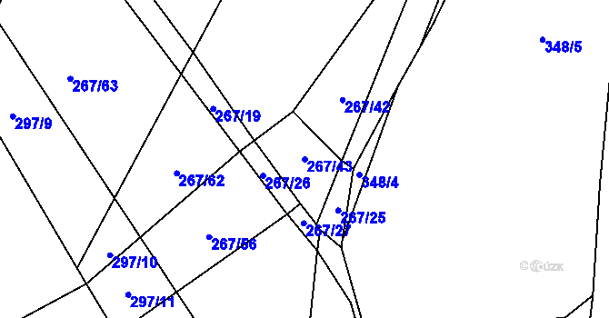 Parcela st. 267/43 v KÚ Tuchotice, Katastrální mapa