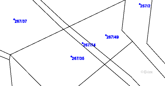 Parcela st. 267/74 v KÚ Tuchotice, Katastrální mapa