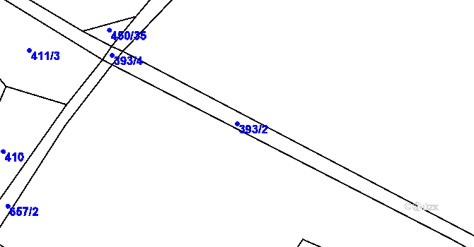Parcela st. 393/2 v KÚ Tuchotice, Katastrální mapa