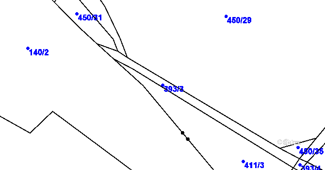 Parcela st. 393/3 v KÚ Tuchotice, Katastrální mapa