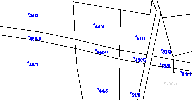 Parcela st. 450/7 v KÚ Tuchotice, Katastrální mapa