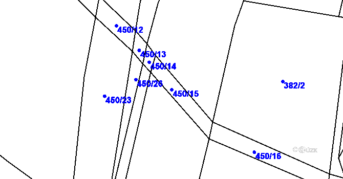 Parcela st. 450/15 v KÚ Tuchotice, Katastrální mapa