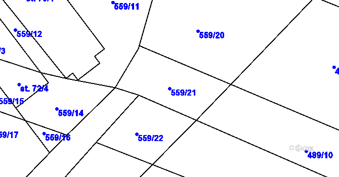 Parcela st. 559/21 v KÚ Tuchotice, Katastrální mapa