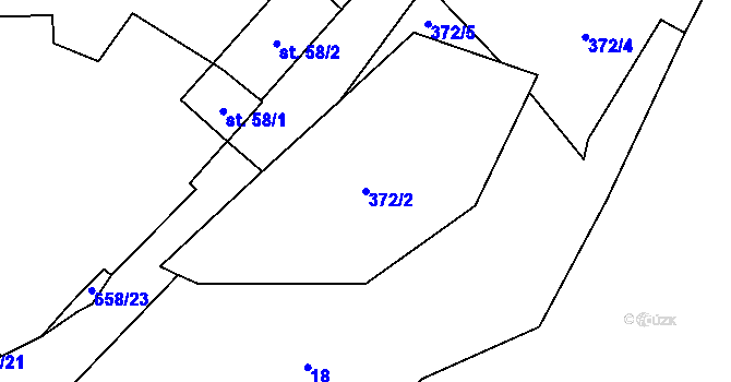 Parcela st. 372/2 v KÚ Chřebřany, Katastrální mapa