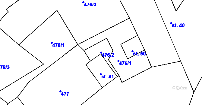 Parcela st. 476/2 v KÚ Chřebřany, Katastrální mapa