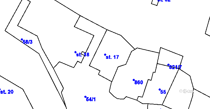 Parcela st. 17 v KÚ Libosváry, Katastrální mapa