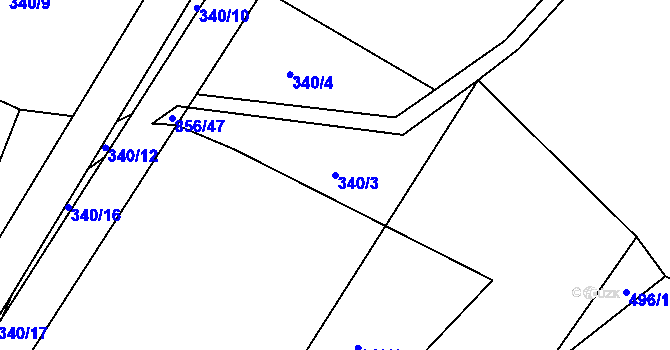 Parcela st. 340/3 v KÚ Libosváry, Katastrální mapa