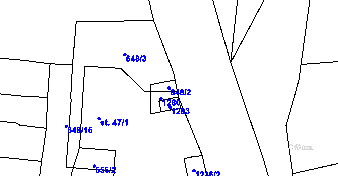 Parcela st. 648/2 v KÚ Vidice, Katastrální mapa