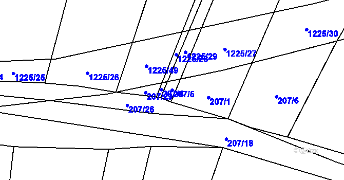 Parcela st. 207/5 v KÚ Vidice, Katastrální mapa