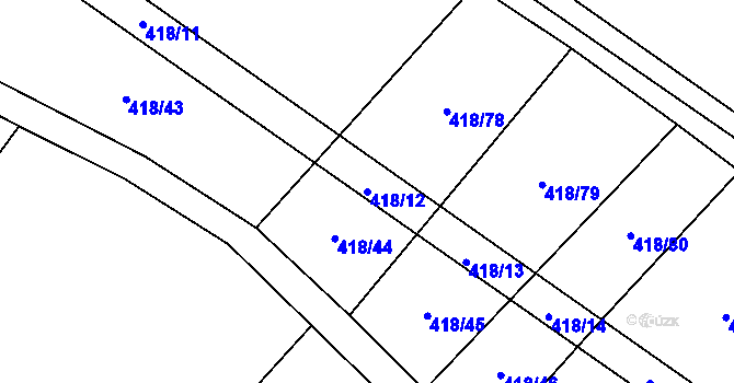 Parcela st. 418/12 v KÚ Vidice, Katastrální mapa
