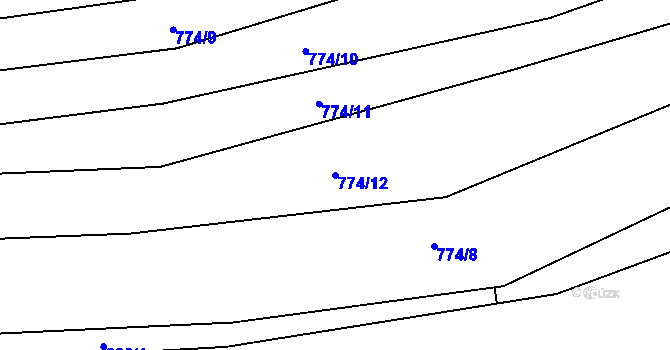 Parcela st. 774/12 v KÚ Vidice, Katastrální mapa