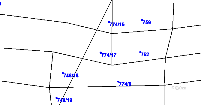 Parcela st. 774/17 v KÚ Vidice, Katastrální mapa