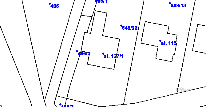 Parcela st. 127/1 v KÚ Vidice, Katastrální mapa