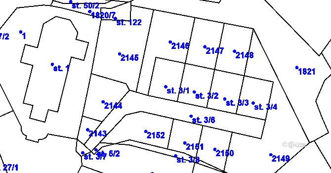 Parcela st. 3/1 v KÚ Vidim, Katastrální mapa