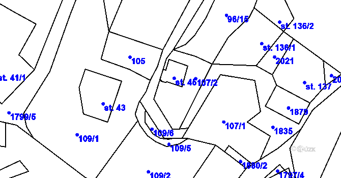Parcela st. 45 v KÚ Vidim, Katastrální mapa