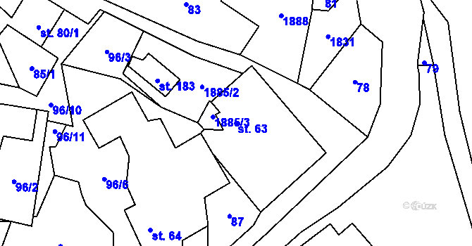 Parcela st. 63 v KÚ Vidim, Katastrální mapa