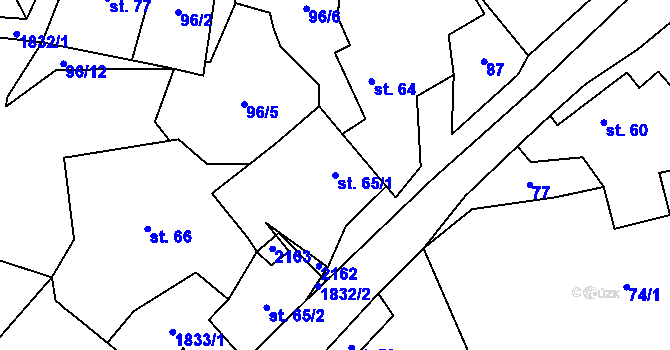 Parcela st. 65/1 v KÚ Vidim, Katastrální mapa