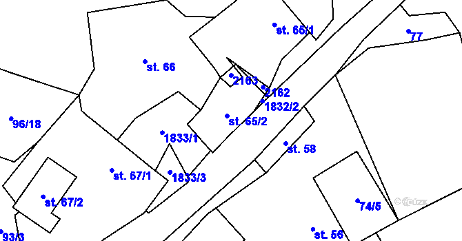 Parcela st. 65/2 v KÚ Vidim, Katastrální mapa