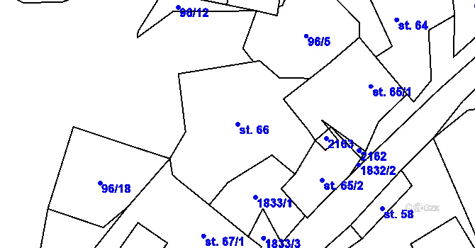 Parcela st. 66 v KÚ Vidim, Katastrální mapa