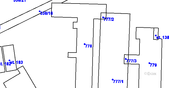 Parcela st. 778 v KÚ Vidlatá Seč, Katastrální mapa