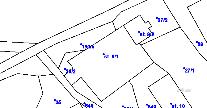 Parcela st. 9/1 v KÚ Vidlatá Seč, Katastrální mapa