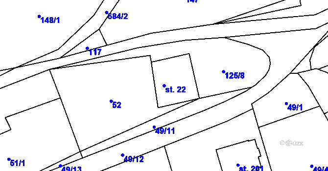 Parcela st. 22 v KÚ Vidlatá Seč, Katastrální mapa
