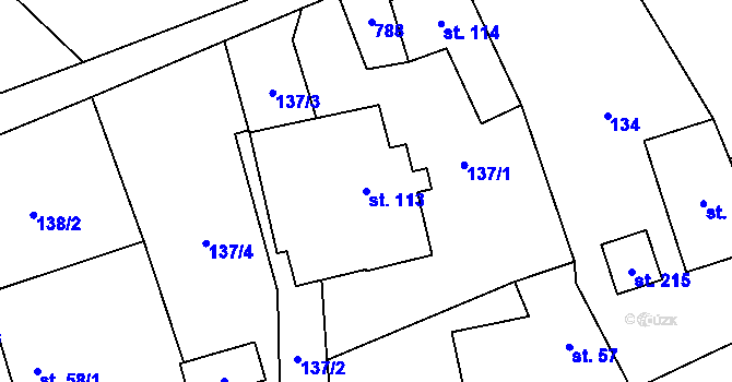 Parcela st. 113 v KÚ Vidlatá Seč, Katastrální mapa