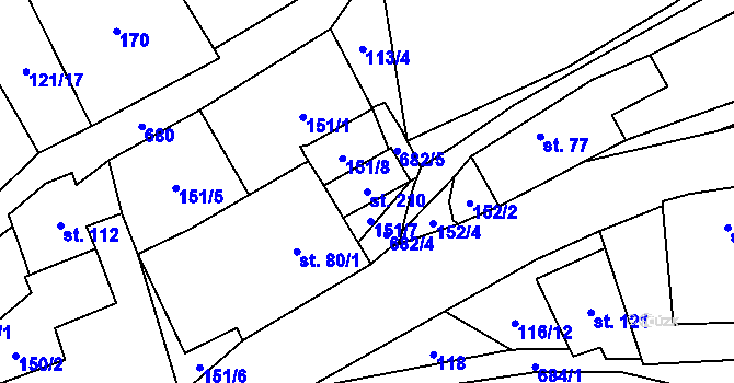 Parcela st. 210 v KÚ Vidlatá Seč, Katastrální mapa