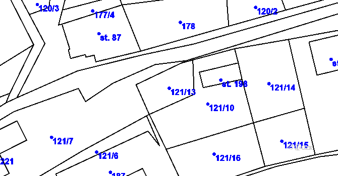 Parcela st. 121/13 v KÚ Vidlatá Seč, Katastrální mapa