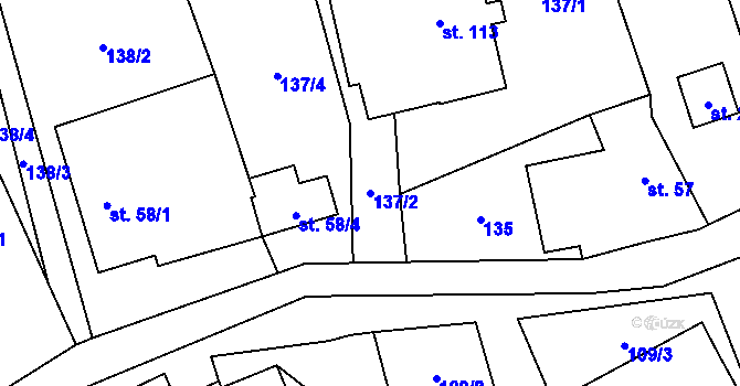 Parcela st. 137/2 v KÚ Vidlatá Seč, Katastrální mapa