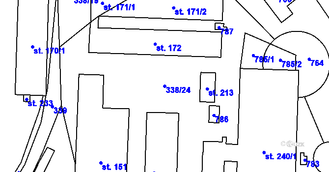 Parcela st. 338/24 v KÚ Vidlatá Seč, Katastrální mapa