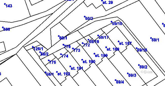 Parcela st. 772 v KÚ Vidlatá Seč, Katastrální mapa