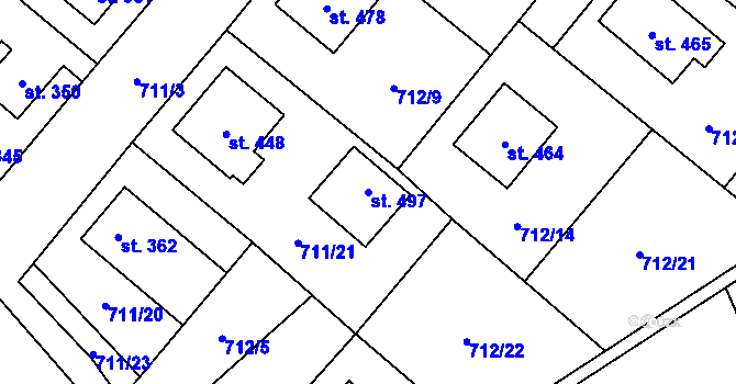 Parcela st. 497 v KÚ Vidnava, Katastrální mapa
