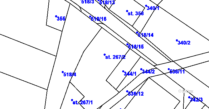 Parcela st. 267/2 v KÚ Vidnava, Katastrální mapa
