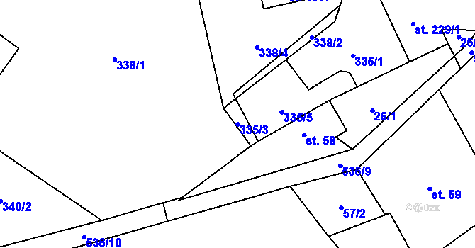Parcela st. 335/3 v KÚ Vidnava, Katastrální mapa